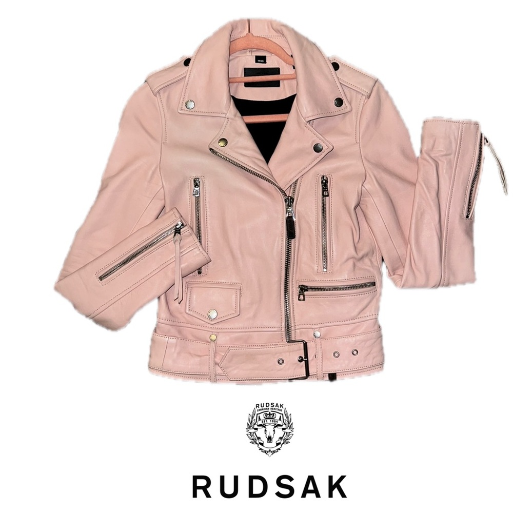 ✨Rudsak Real Leather Moto Biker Jacket Dusty Rose